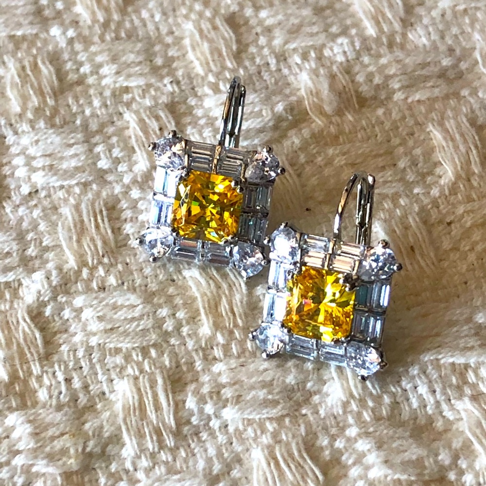 Smithsonian Institution Citrine and Crystal Earrings